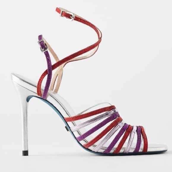 Zara Blue Collection Silver Strappy Heels - Picture 3 of 8